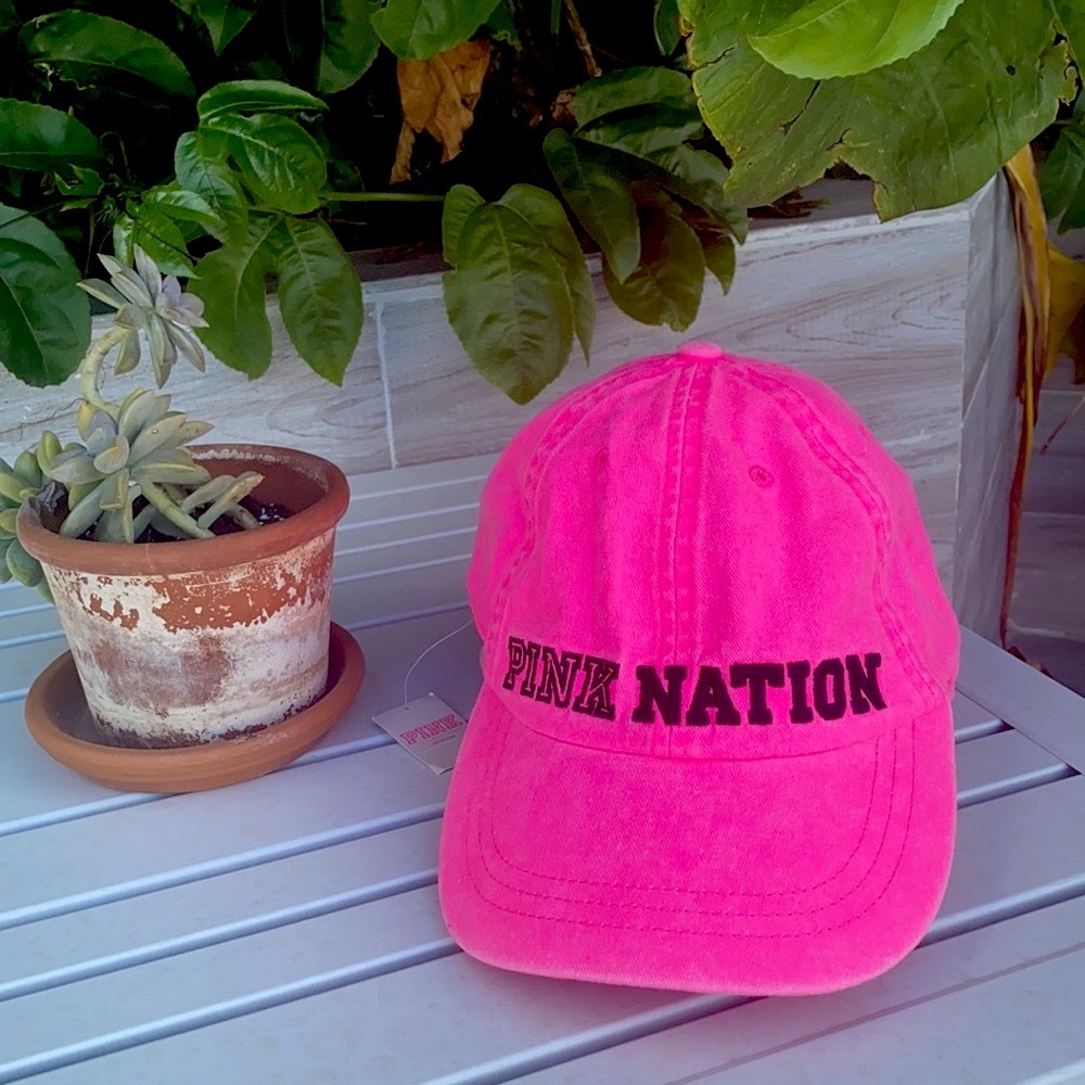 PINK VS neon pink baseball cap